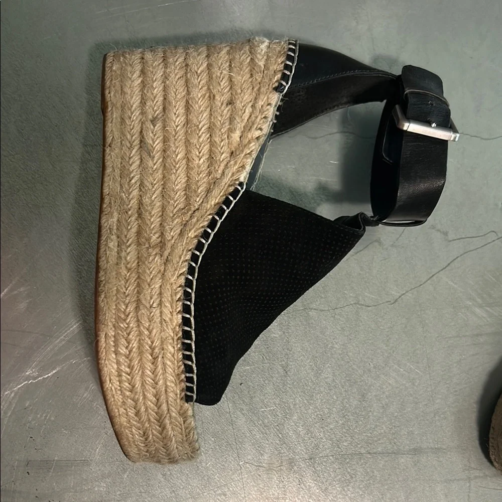 Marc Fisher Black Espadrille Wedge Sandals with Ankle Strap